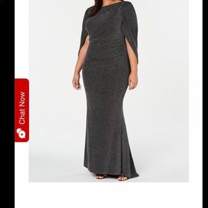 Betsey Adam 22W metallic glitter caplet gown